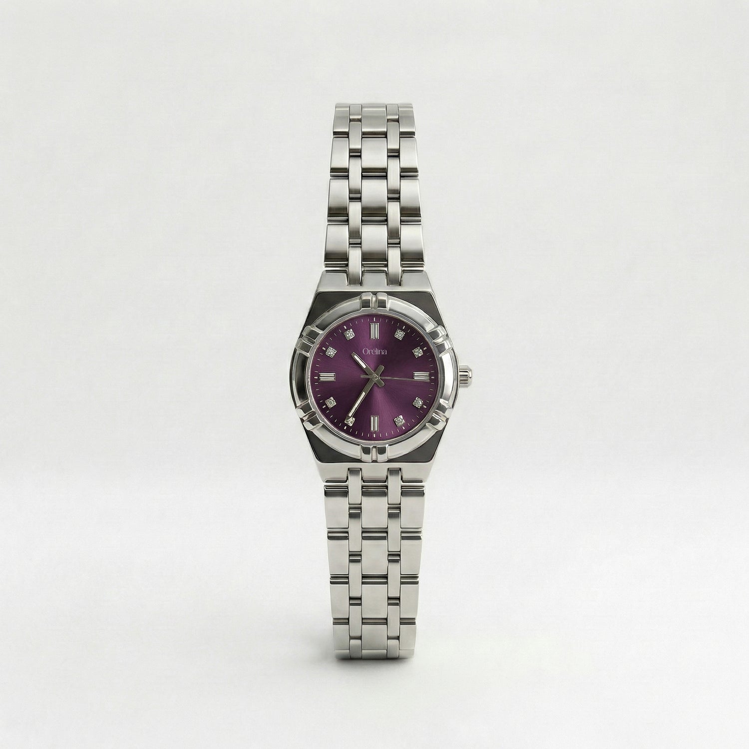 The Elara Watch - Silver Plum