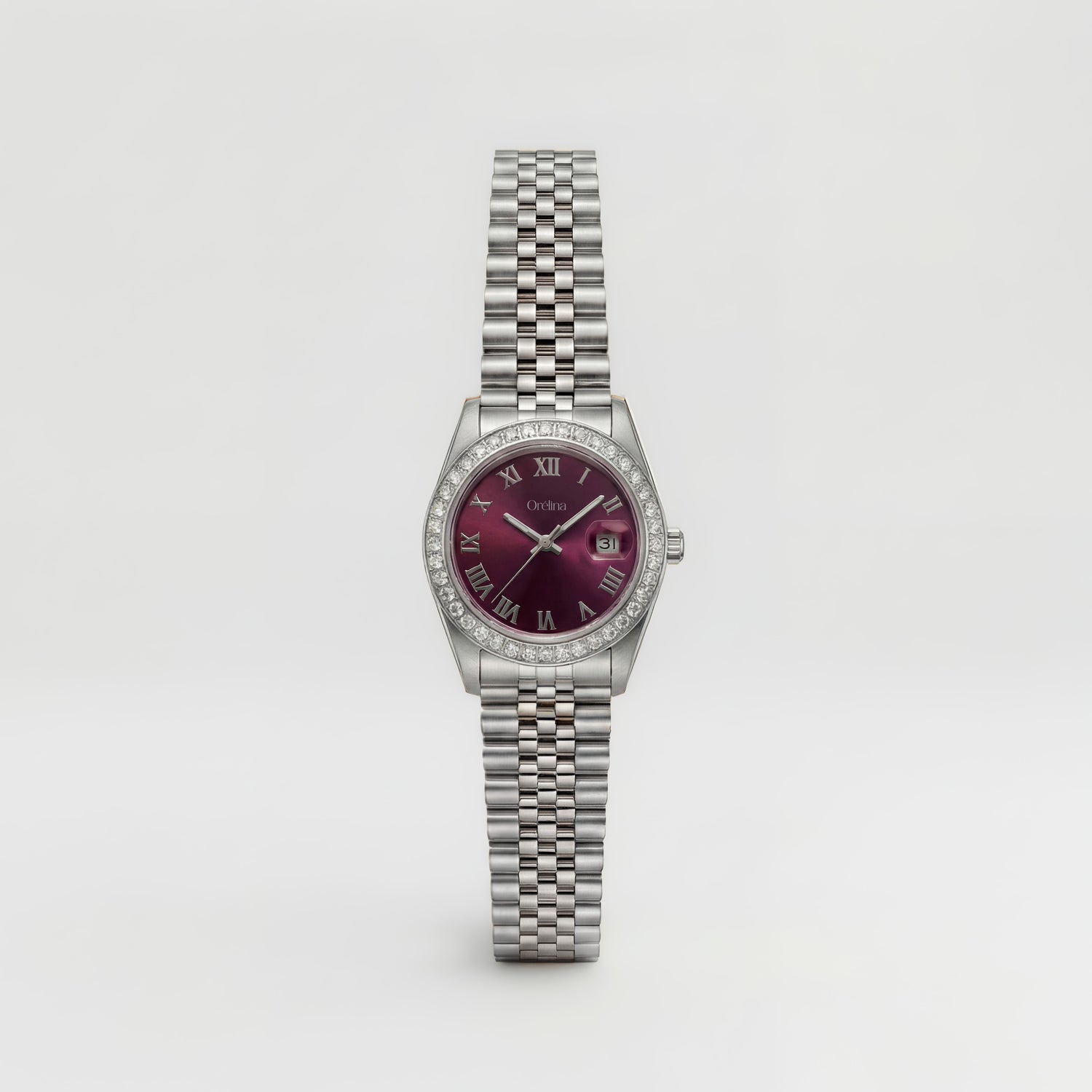 The Luna Watch - Diamond Silver Plum